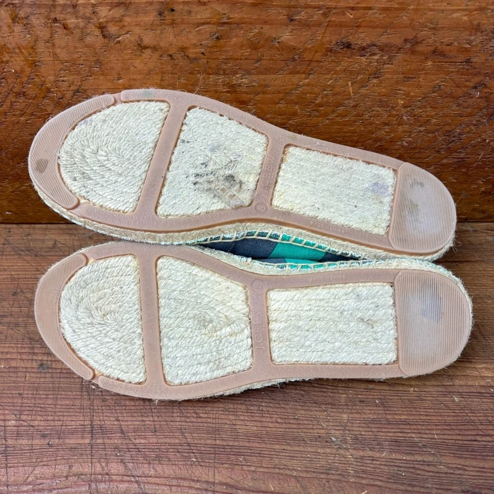 J. Crew Espadrilles Blue Teal Rugby Style Stripe 8